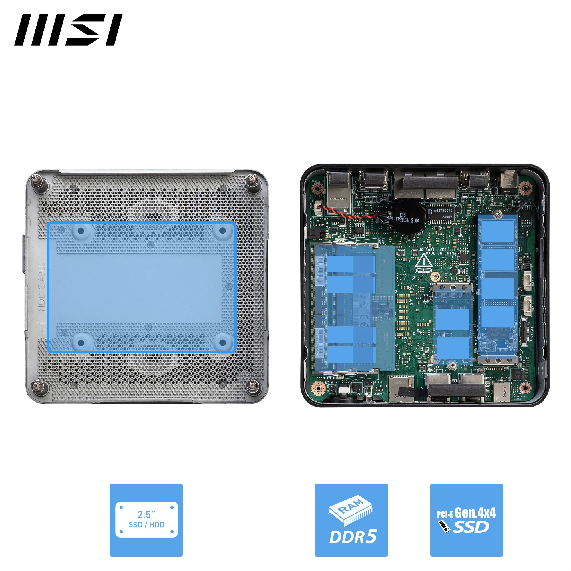 MSI CUBI NUC 1MG-014BEU Core 3 100U Mini PC Barebone, Black