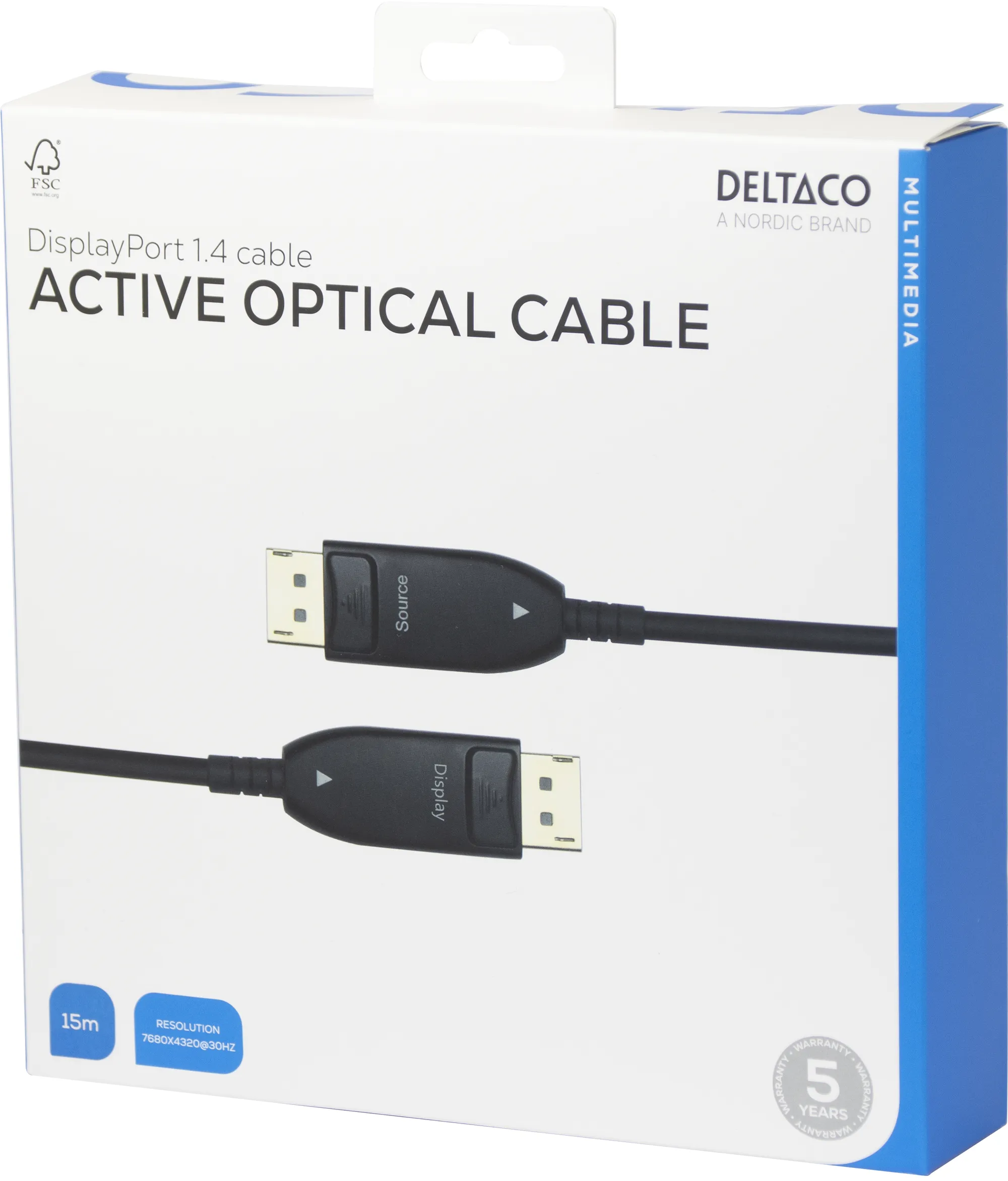 Deltaco  DisplayPort &ndash; DisplayPort 1.4 - cable, 15 m, Black