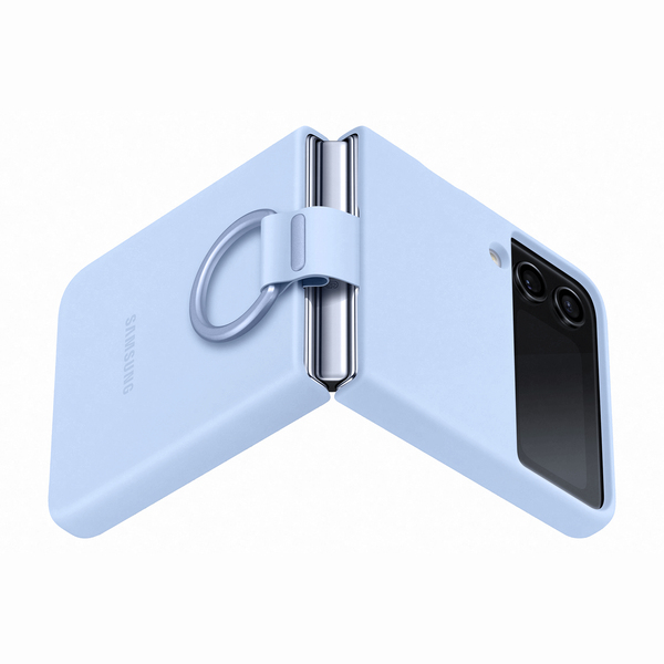 Samsung Silicone Cover with Ring, Galaxy Z Flip4 -suojakuori, Sininen