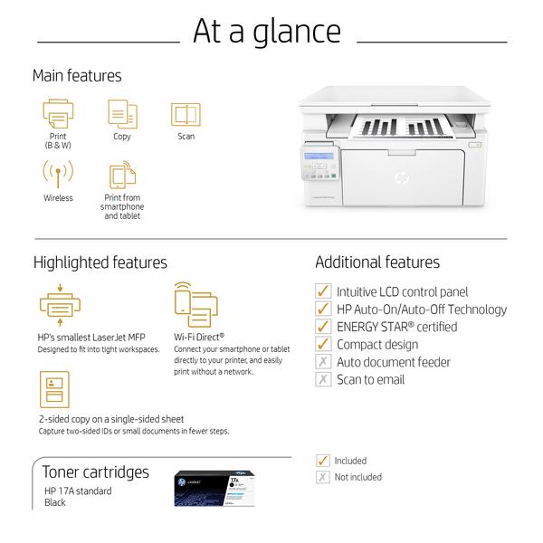 HP LaserJet Pro M130nw LAN/Wi-Fi, A4 - mono mono laser printer