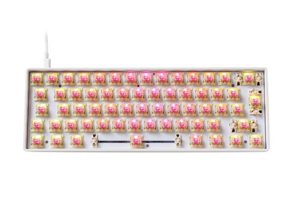 DELTACO WK90 60% Mechanical Gaming Keyboard, Linear Pink, White