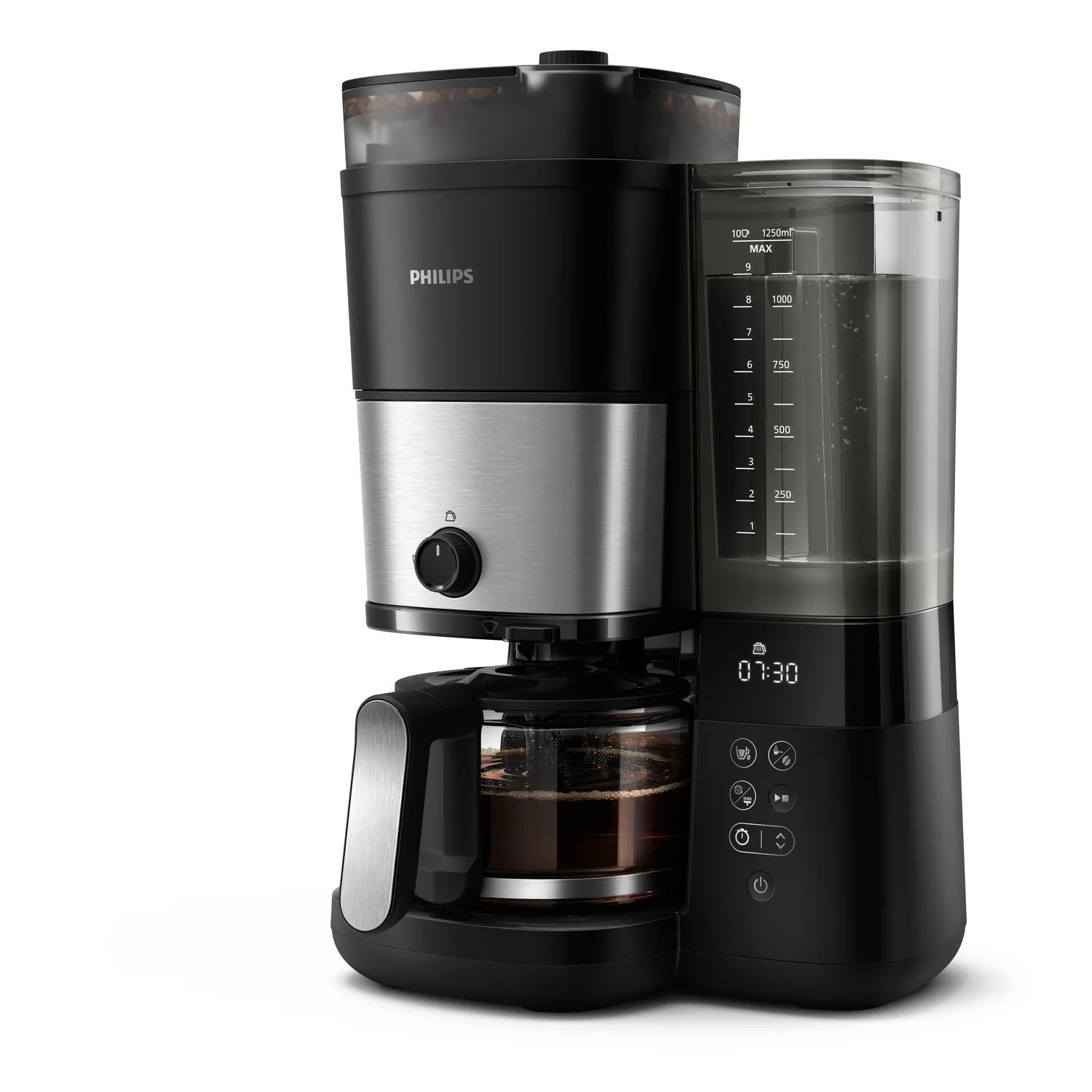 Philips All-in-1 Brew HD7888/01 10 cups Coffee Maker with Grinder, Black, Silver