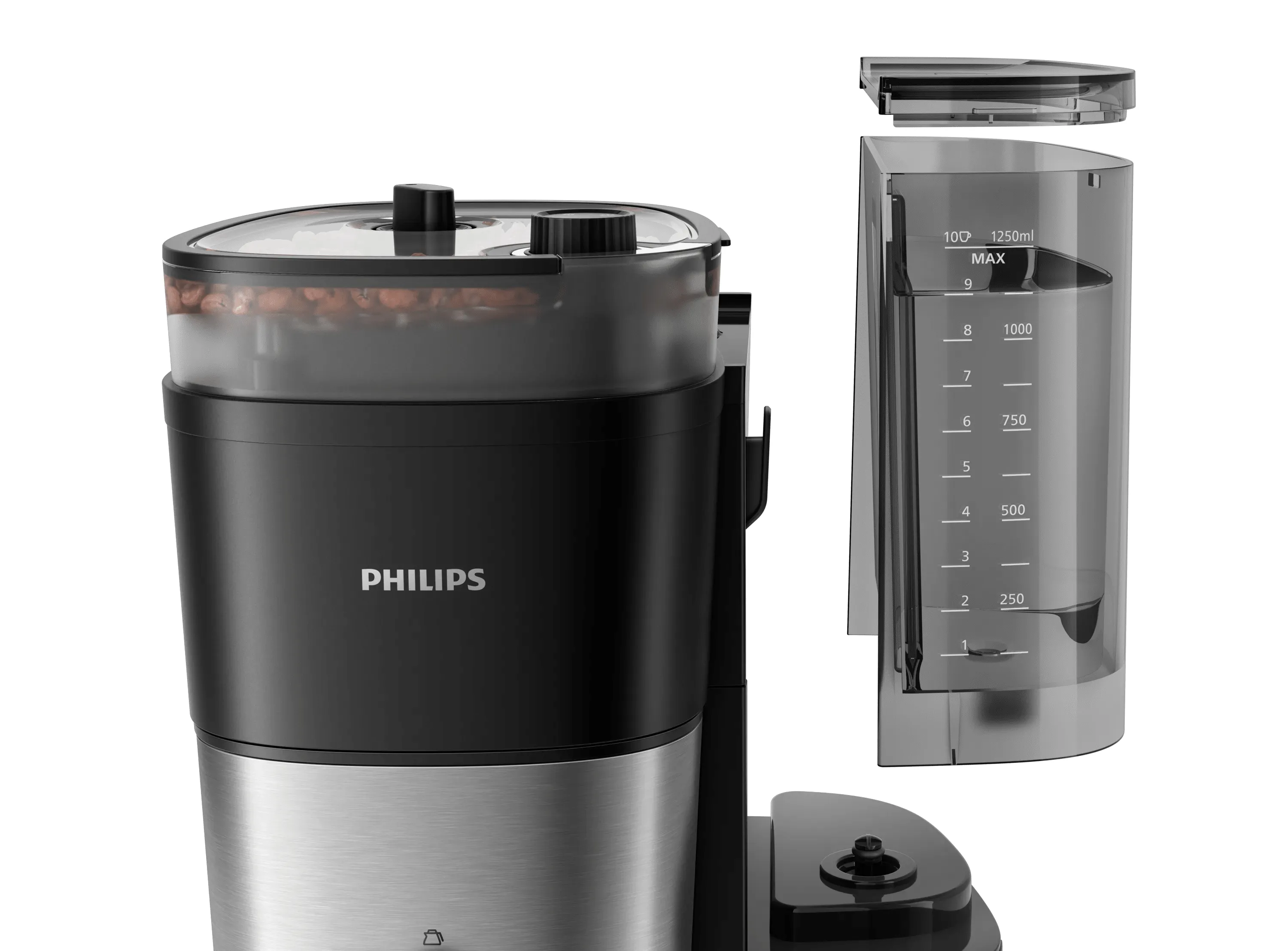 Philips All-in-1 Brew HD7888/01 10 cups Coffee Maker with Grinder, Black, Silver