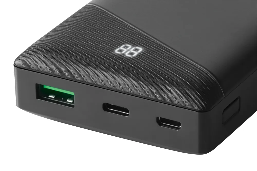 DELTACO power bank 10 000 mAh, 1x USB-C PD, 1x USB-A Fast Charge