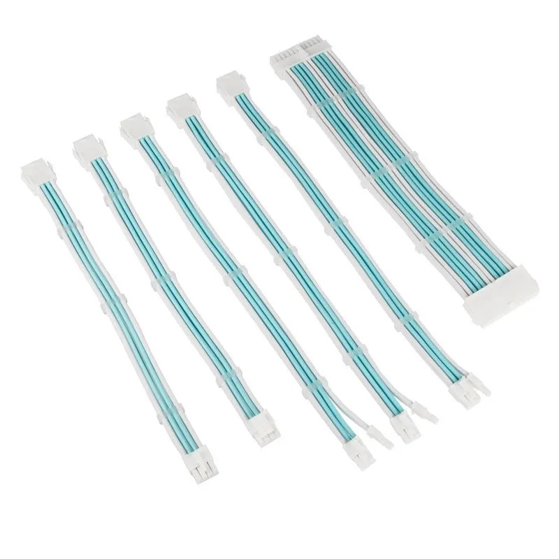 Kolink Core Adept Braided Cable Extension Kit, Brilliant White/Powder Blue