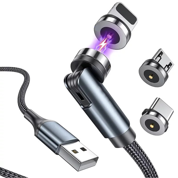 SiGN 3-in-1 360&deg; Magnetkabel Lightning, USB-C, Micro-USB, 2.4A - Black