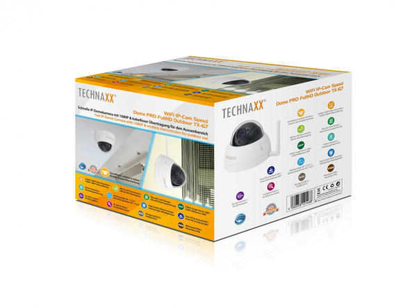 Technaxx WiFi IP-Cam Speed ??Dome PRO FullHD Utomhus TX-67, 2,7-11,vit