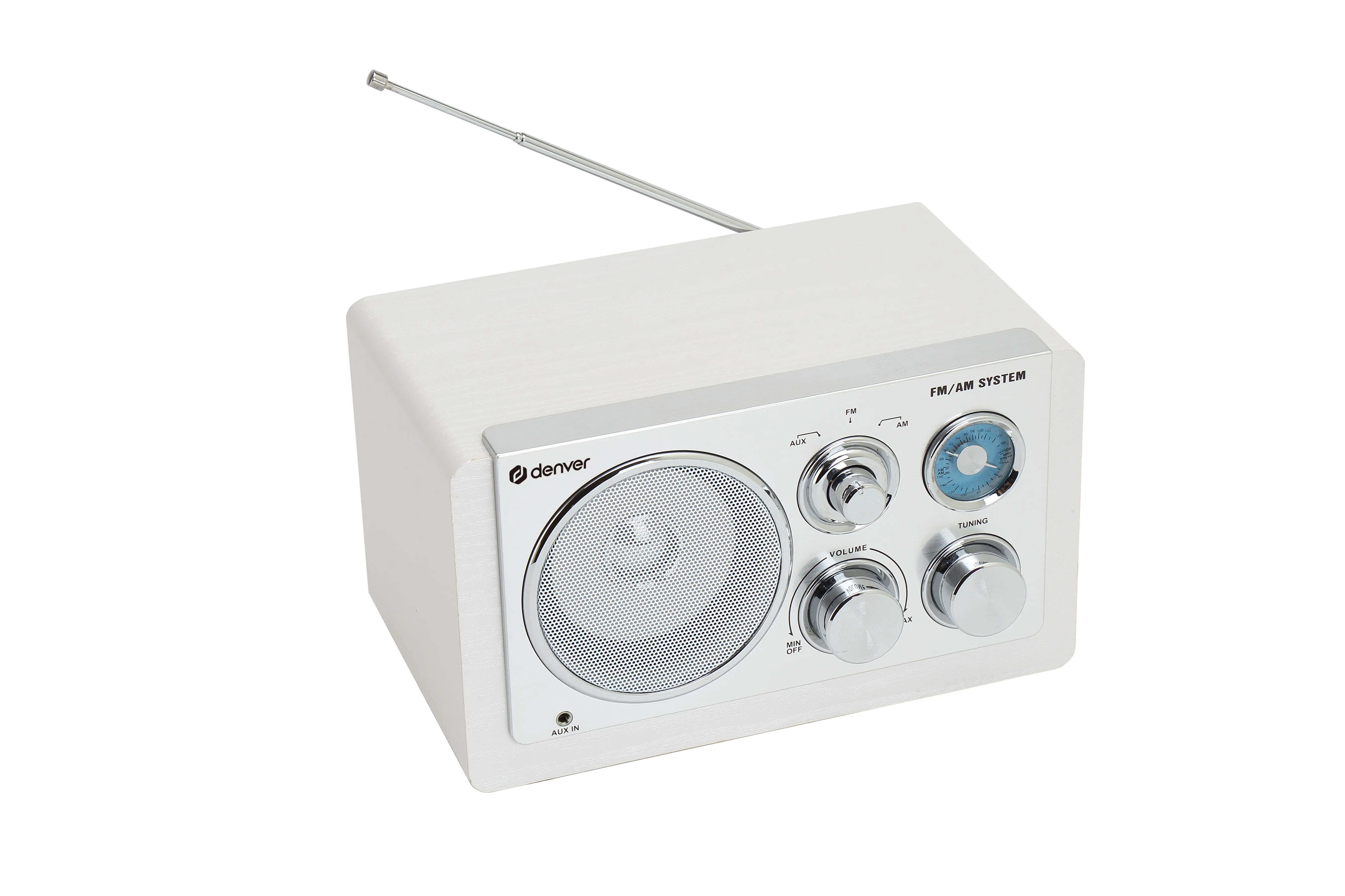 Denver TR-63W b&auml;rbar analog AM/FM-radio, vit