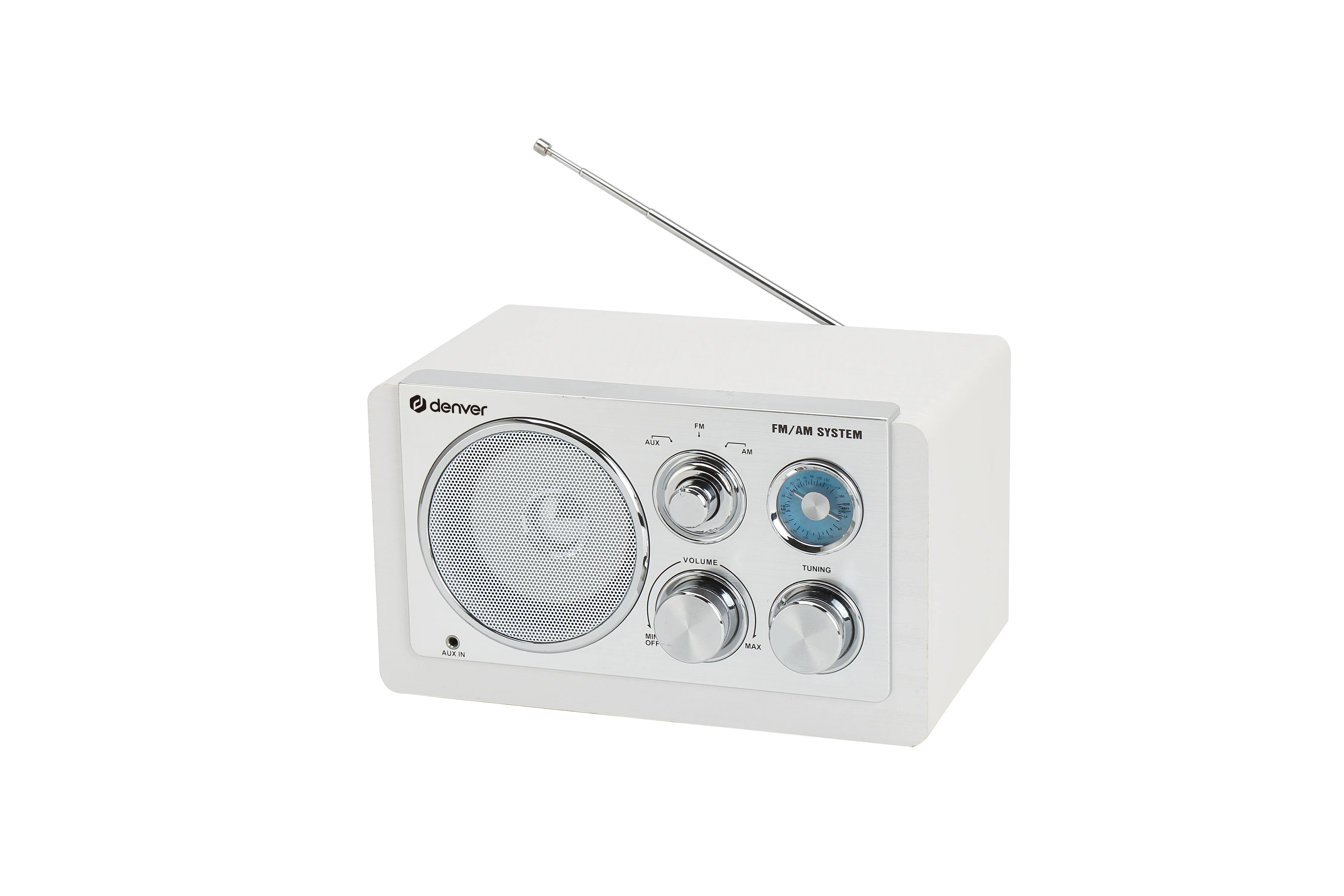 Denver TR-63W b&auml;rbar analog AM/FM-radio, vit