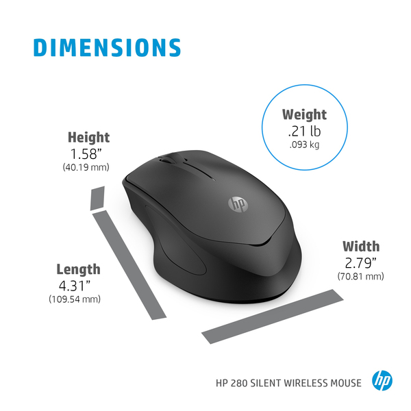 HP 280 Silent Wireless Mouse, Black (Consumer)