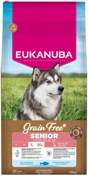 EUKANUBA Grain Free Senior Large Ocean Fish, Dry food for dogs, 12kg
