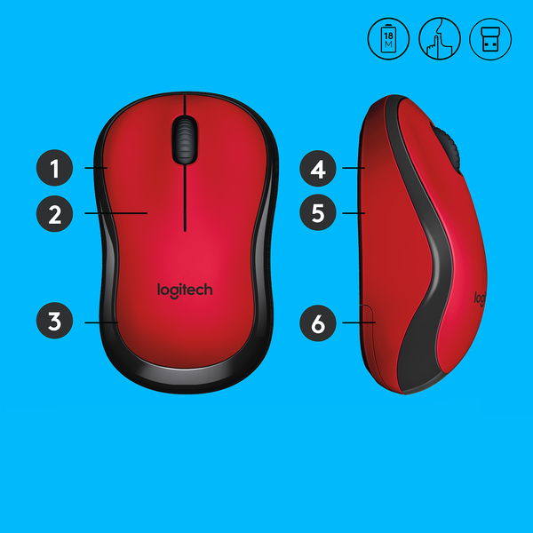 Logitech M220 Silent - wireless mouse, red