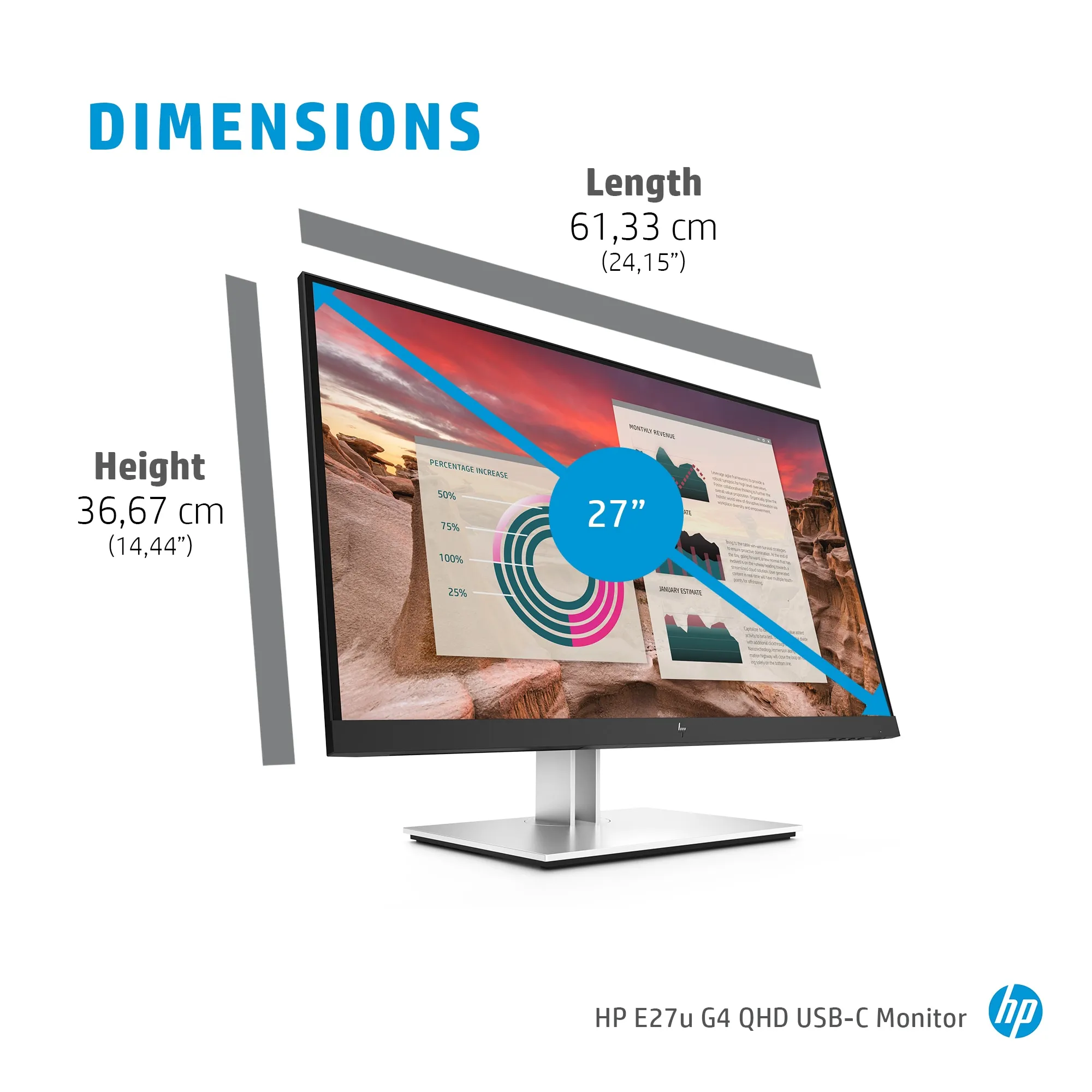 HP 24" E24u G4, Full HD, USB-C, IPS - monitor HP 24" E24u G4, Full HD, USB-C, IPS - monitor