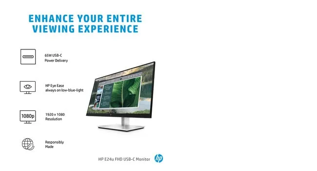 HP 24" E24u G4, Full HD, USB-C, IPS - monitor HP 24" E24u G4, Full HD, USB-C, IPS - monitor