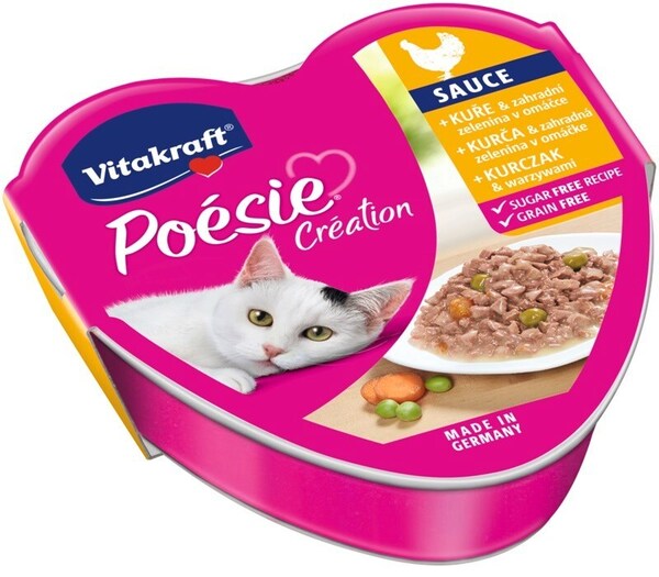Vitakraft Po&eacute;sie Cr&eacute;ation Chicken & Vegetables, Wet food for cats, Adult, Grain Free, 85g