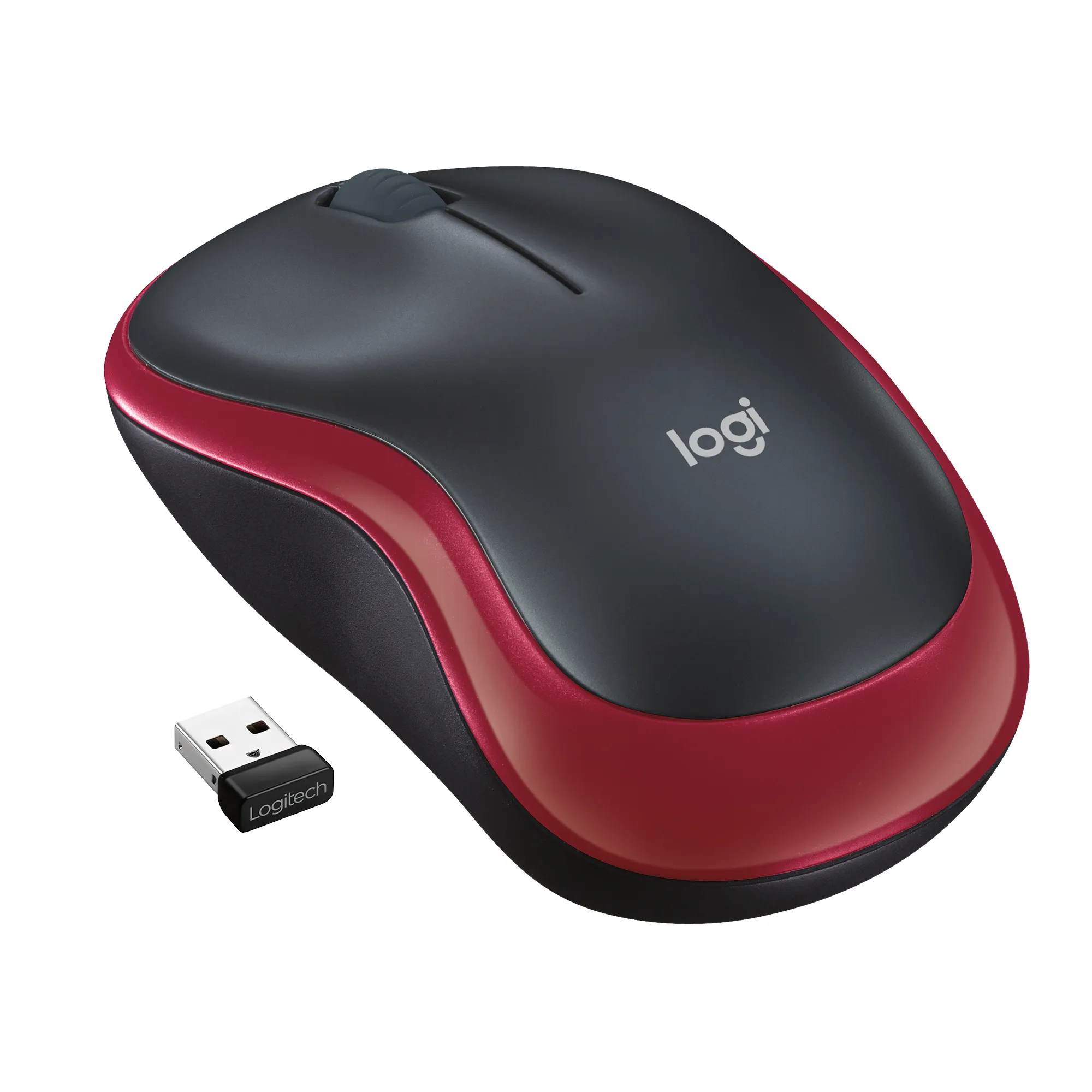 Logitech M185 -langaton hiiri, musta/punainen