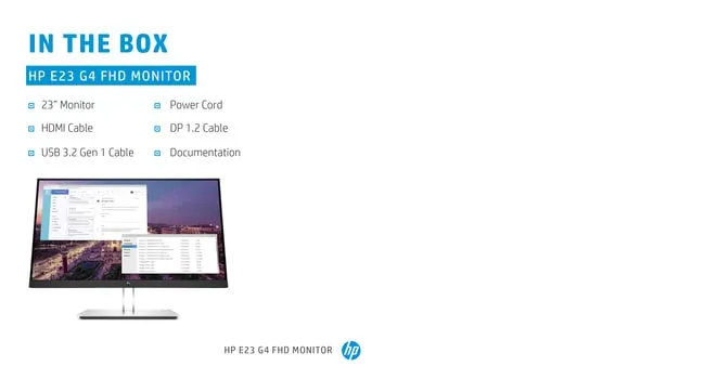 HP 23" E23 G4, Full HD, IPS - monitor