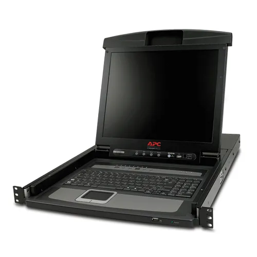 APC 17" Rack LCD Console with Integrated 8 Port Analog KVM Switch. HUOM: jenkki-näppäimistö !