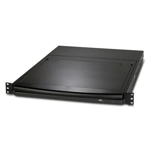 APC 17" Rack LCD Console with Integrated 8 Port Analog KVM Switch. HUOM: jenkki-näppäimistö !
