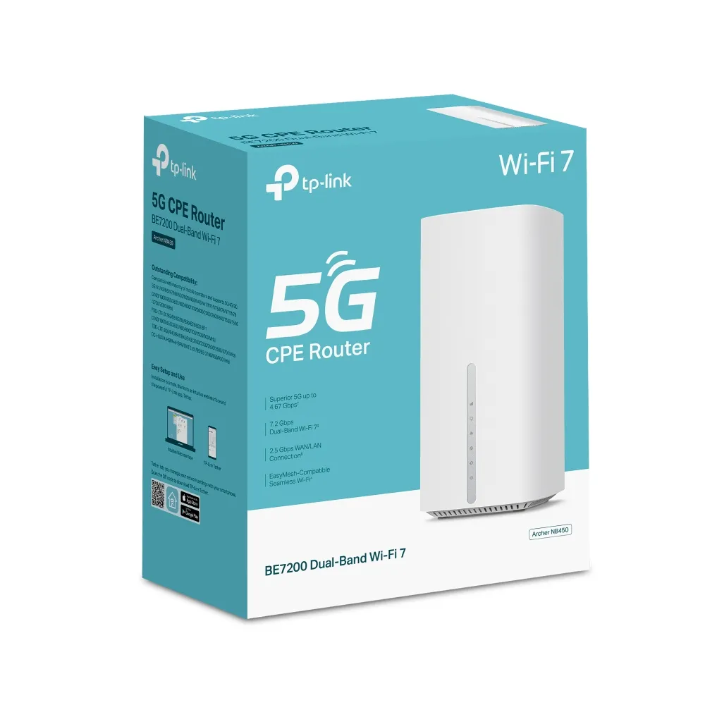 TP-Link Archer NB450 - 5G router with Wi-Fi 7, White