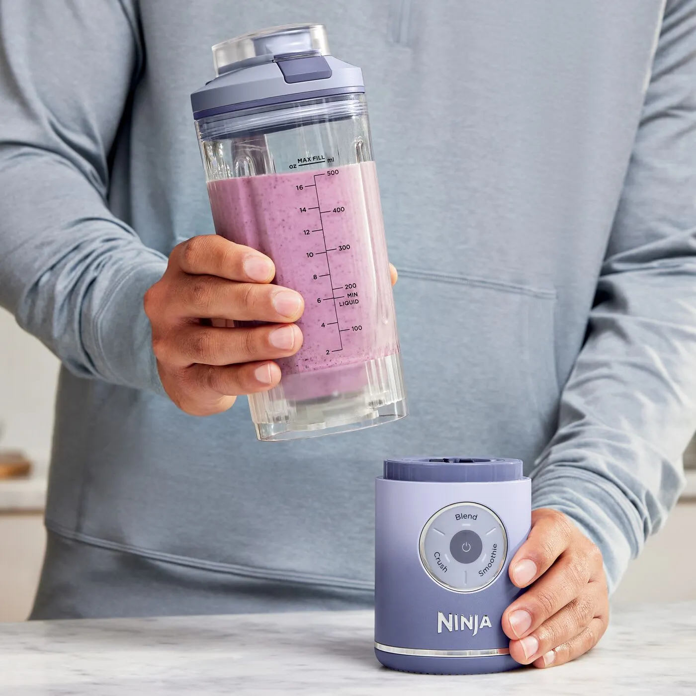 Ninja Blast Max BC251EULD 570ml Portable Blender, Lavender, Clear