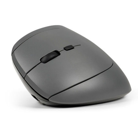 BakkerElkhuizen MidWay 3-Mode Vertical Left Wireless Ergonomic Mouse, Dark Grey, Black