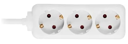 Deltaco GT-118A 3-osainen jatkojohto, 1,5 m, Valkoinen