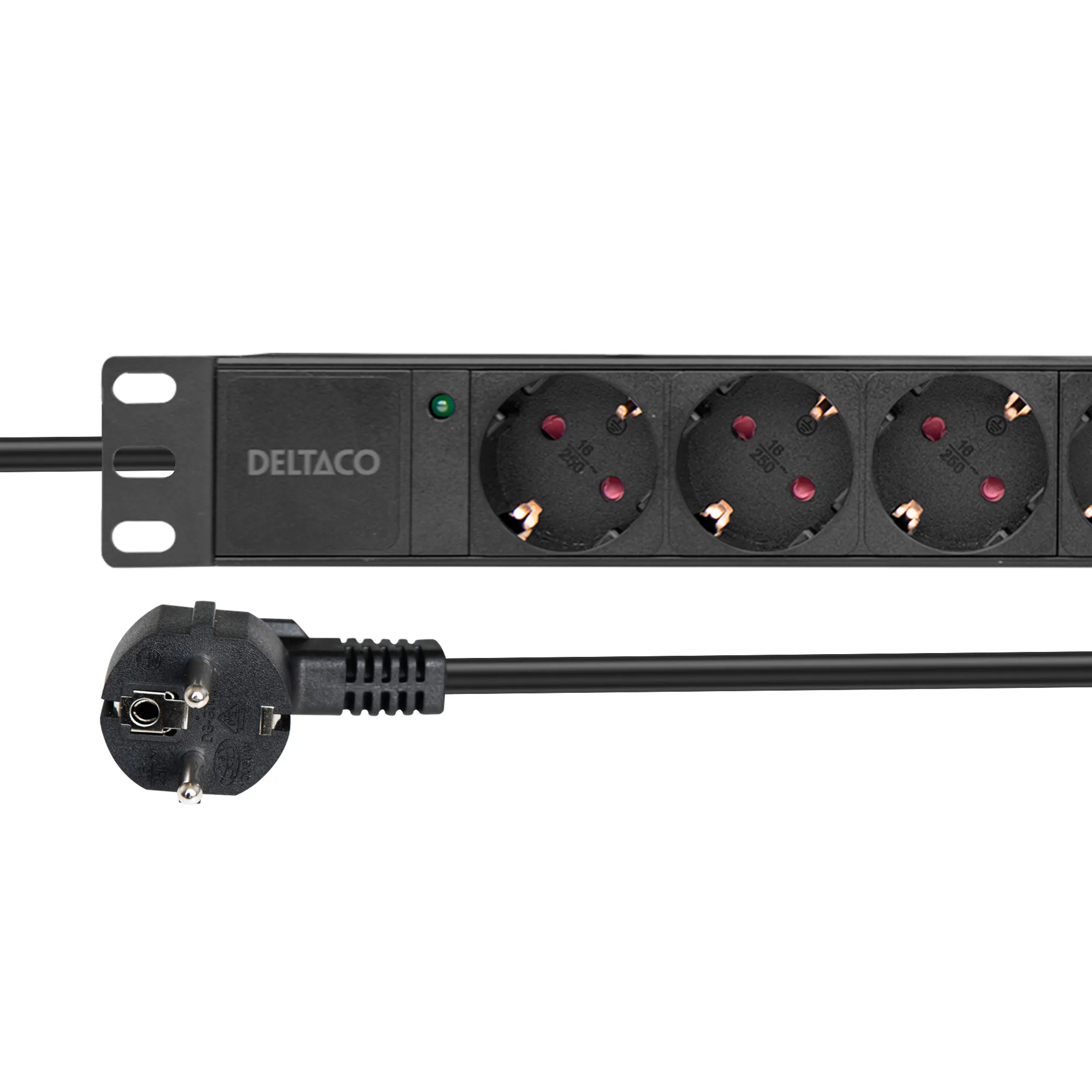 Deltaco GT-8628 6 outlets Power Strip, 3m, Black