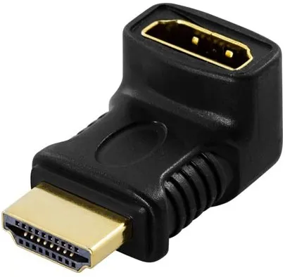 HDMI-adapteri, 19-pin u-n, kulma, kullatut liittimet