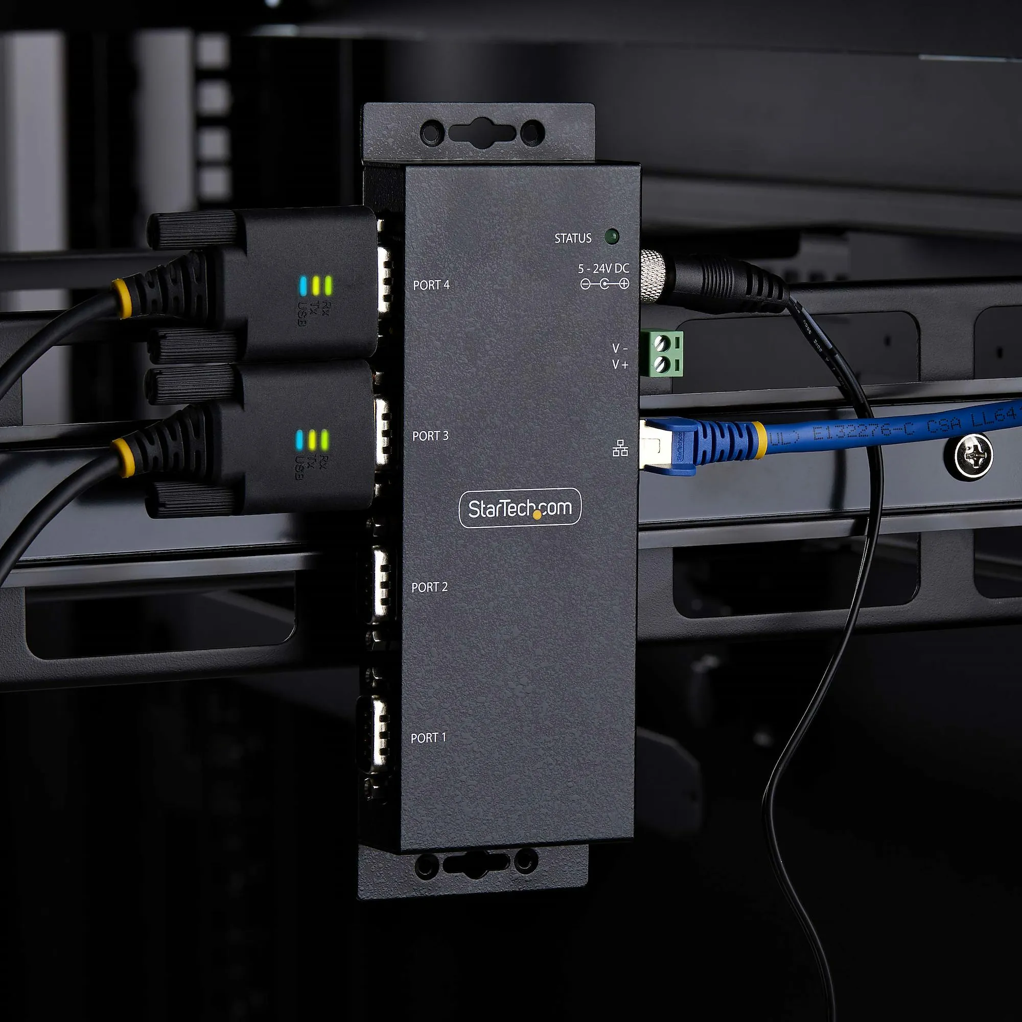 STARTECH.COM 4-Port Serial to Ethernet Adapter IP Serial Device Server For Remote RS232 Devices Wall/DIN Rail LAN to DB9