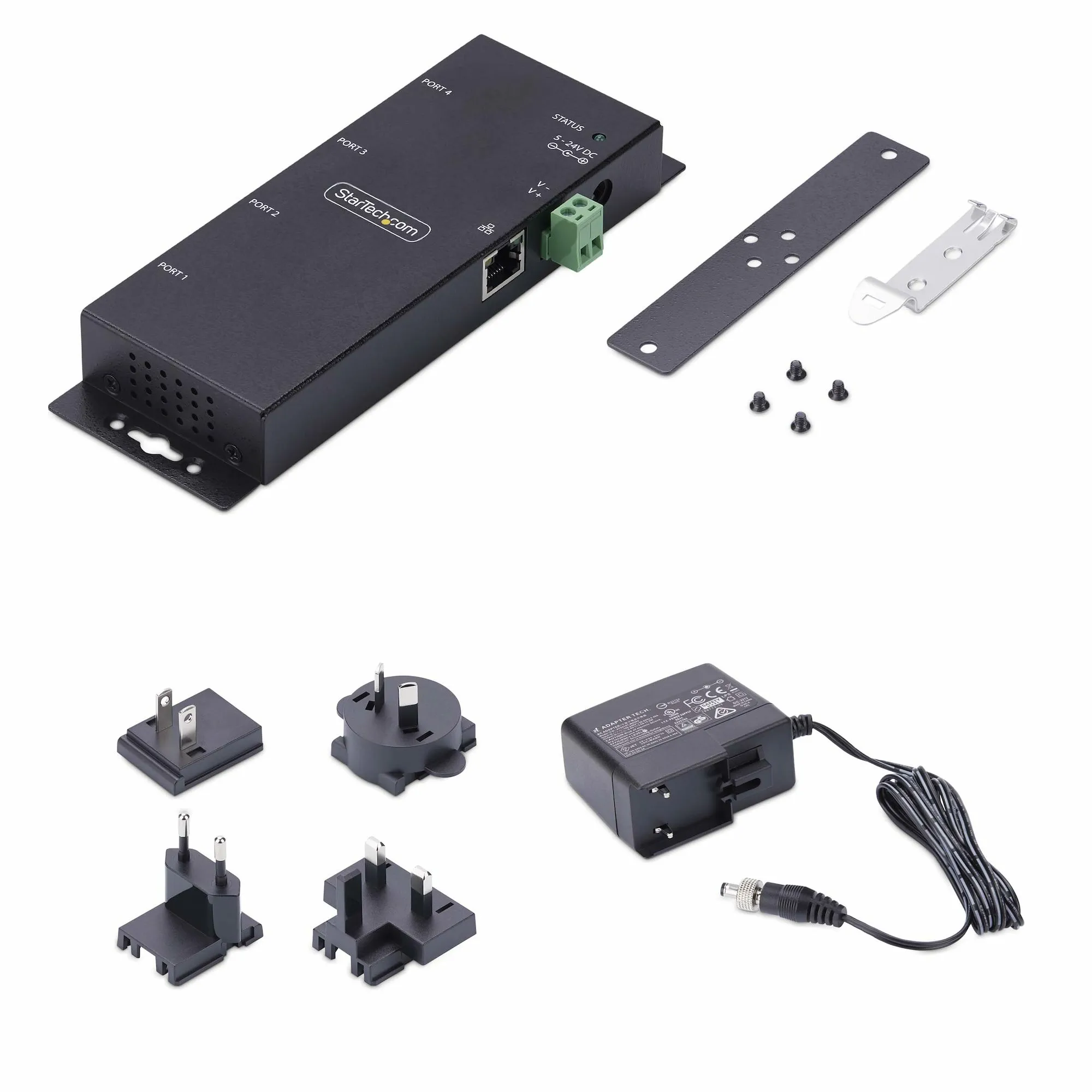 STARTECH.COM 4-Port Serial to Ethernet Adapter IP Serial Device Server For Remote RS232 Devices Wall/DIN Rail LAN to DB9