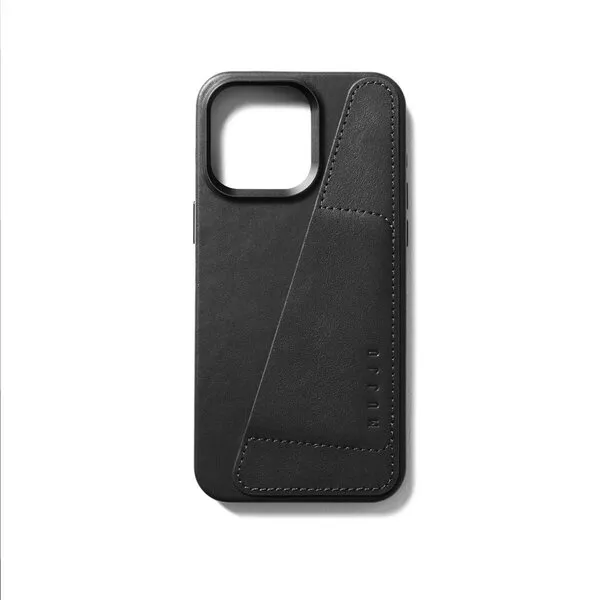 Mujjo Full Leather, iPhone 15 Pro Max - Wallet Case, Black