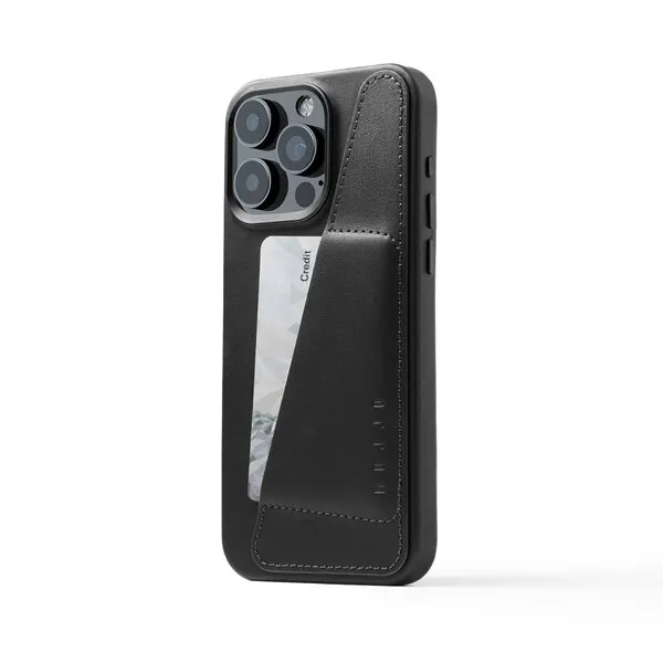 Mujjo Full Leather, iPhone 15 Pro Max - Wallet Case, Black