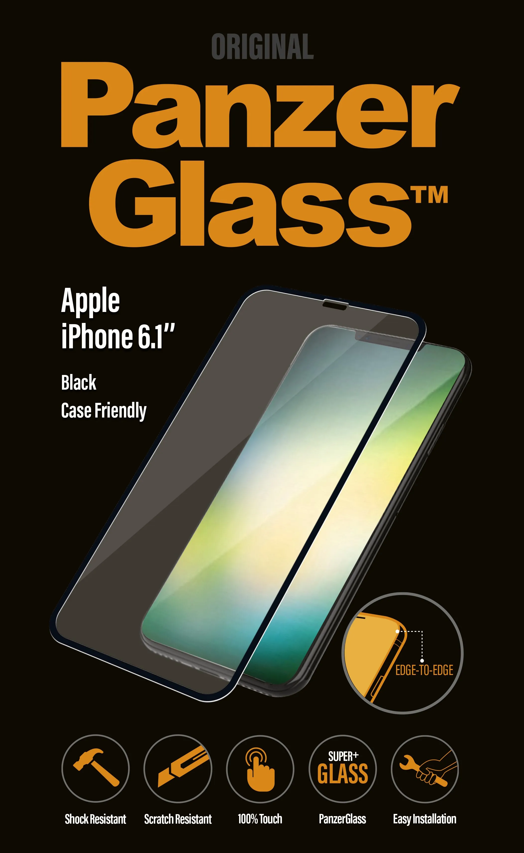 PanzerGlass iPhone Xr (Case Friendly) -lasikalvo, musta