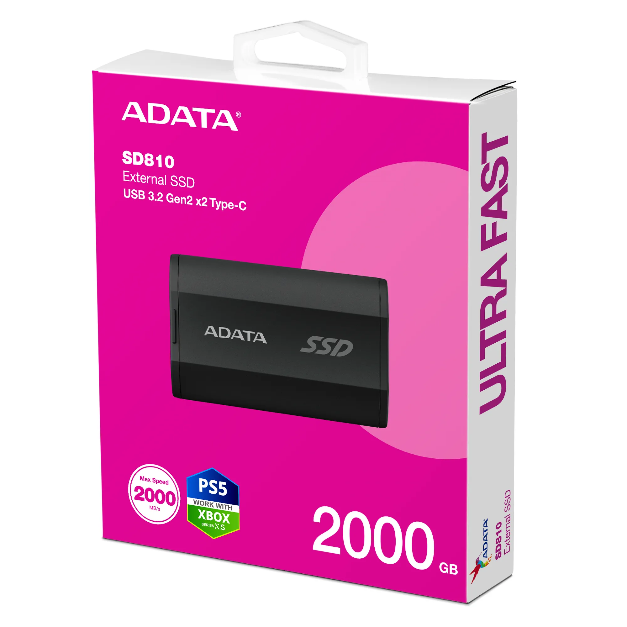 Adata SD810 2TB USB-C - External SSD, Black