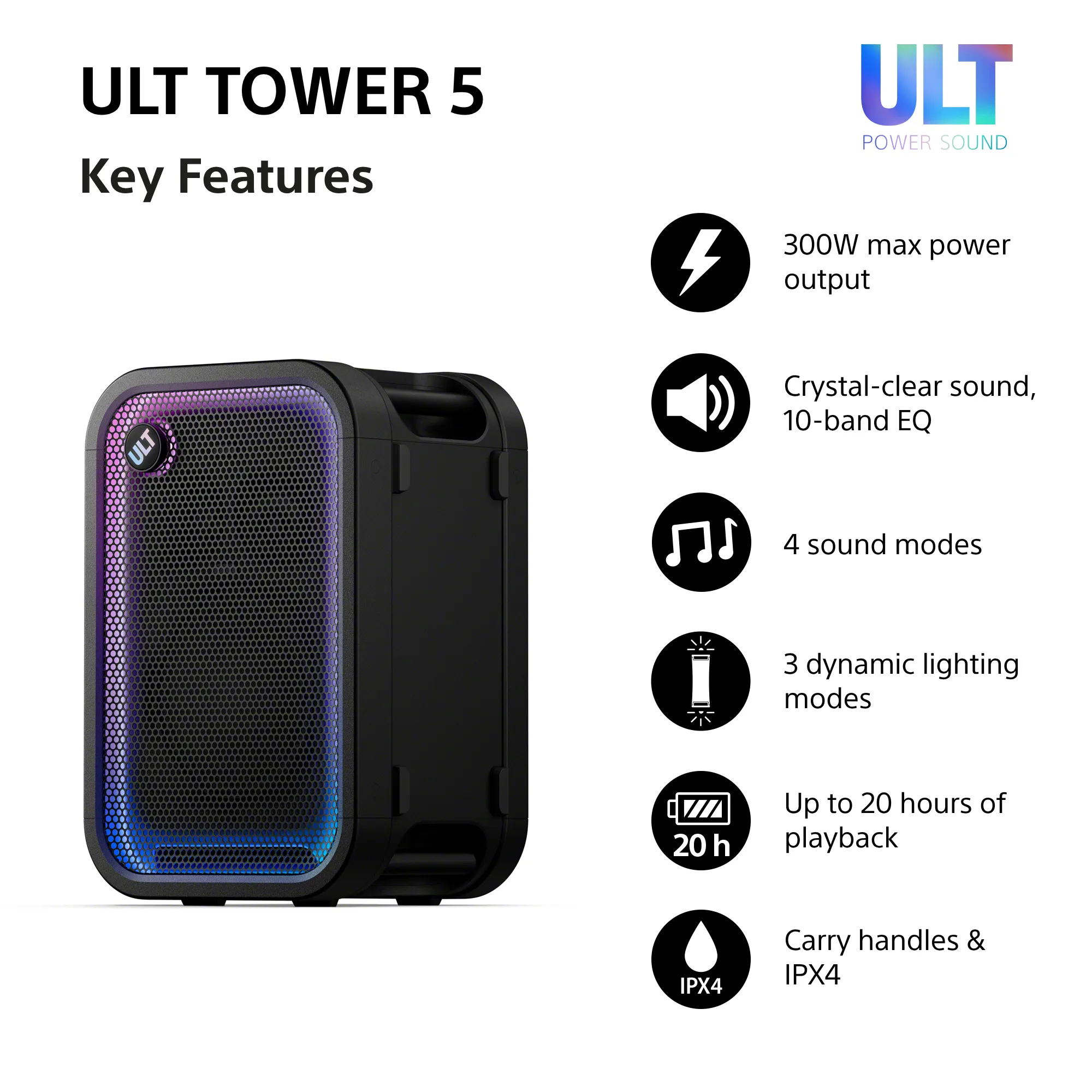 Wired, Bluetooth Party Speaker, Black