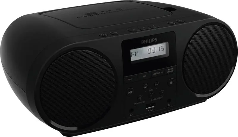 Philips TAZ5000/10 Portable CD Player with FM Radio, Bluetooth, and USB, Black