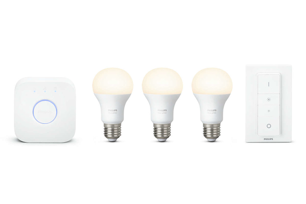 PHILIPS HUE WHITE 3 BULB + BRIDGE + SWITCH STARTER KIT