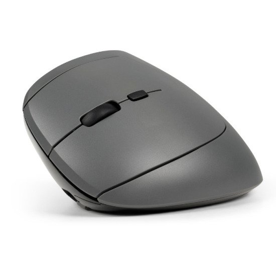 BakkerElkhuizen MidWay 3-Mode Vertical Left Wireless Ergonomic Mouse, Dark Grey, Black