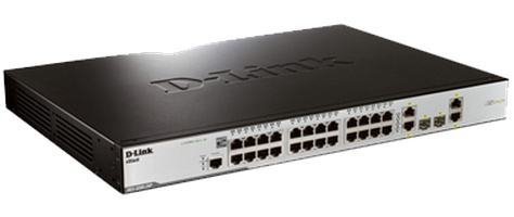 D-Link xStack switch 24x10/100, 2+2 SFP, PoE