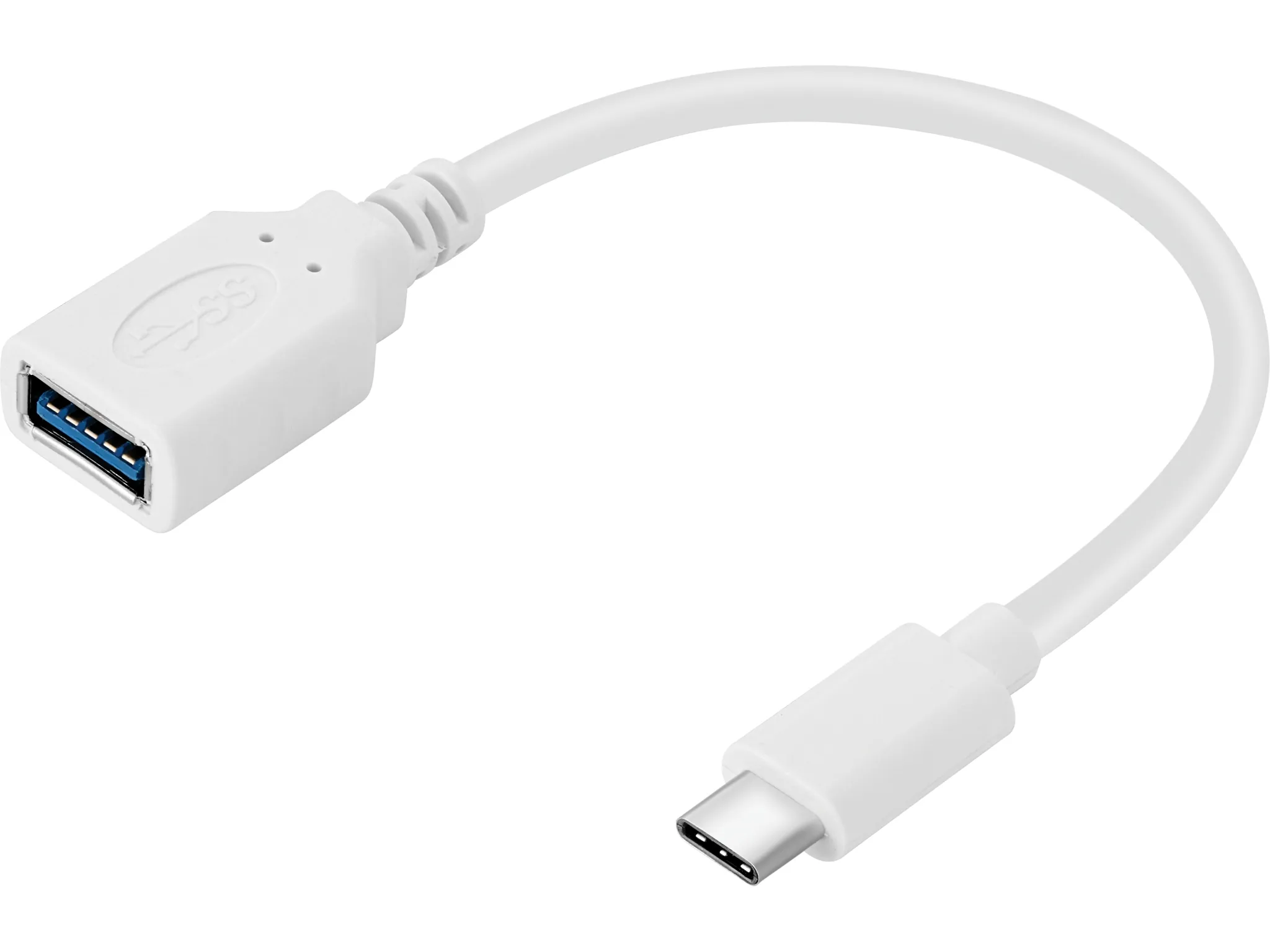 Sandberg (10 cm) USB-C &ndash; USB A -kaapeli, Valkoinen