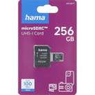 Hama 256GB MicroSDXC UHS-I U1 V10 Class 10 card with SD adapter, Black