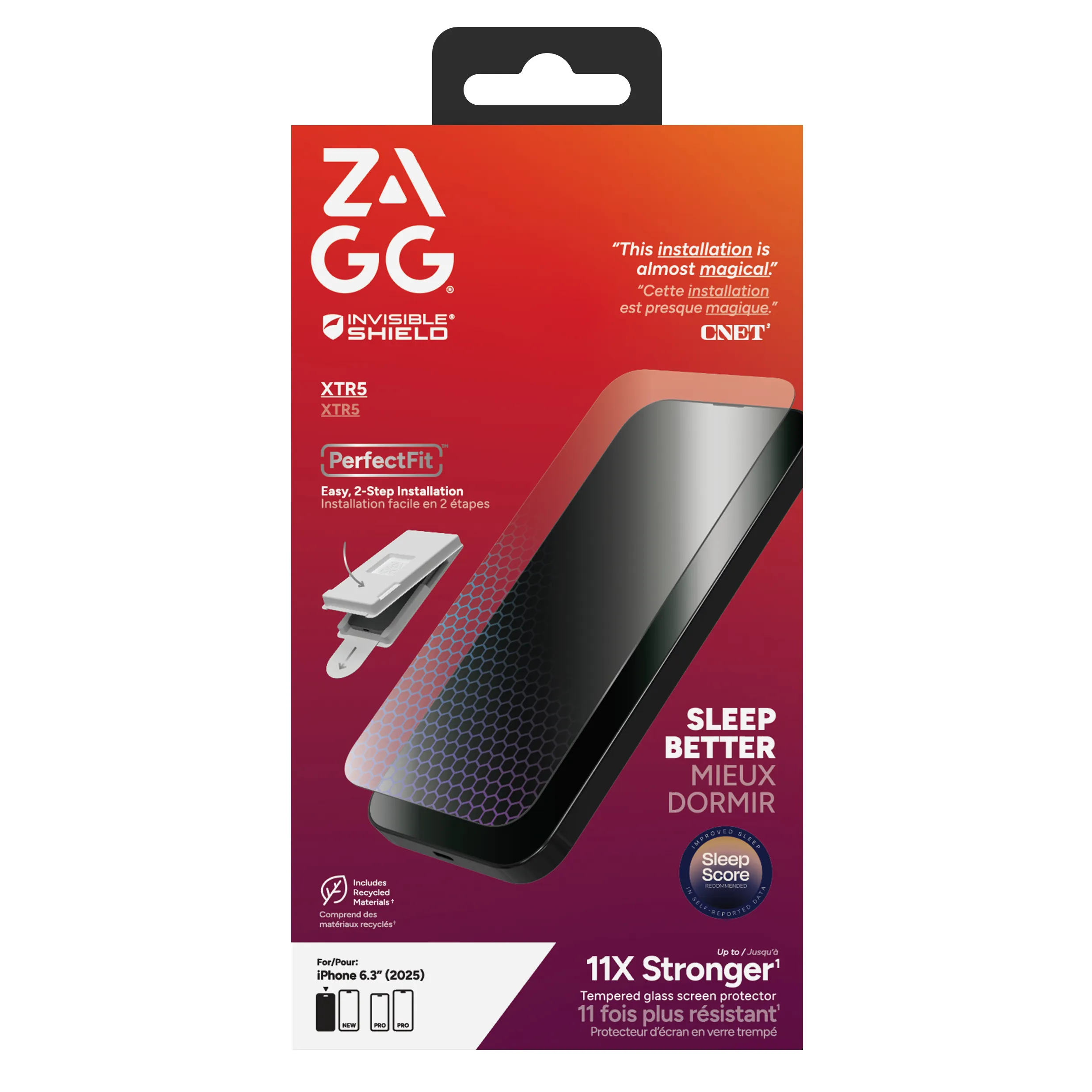 ZAGG InvisibleShield Glass XTR5 skärmskydd för iPhone 17, med applikator