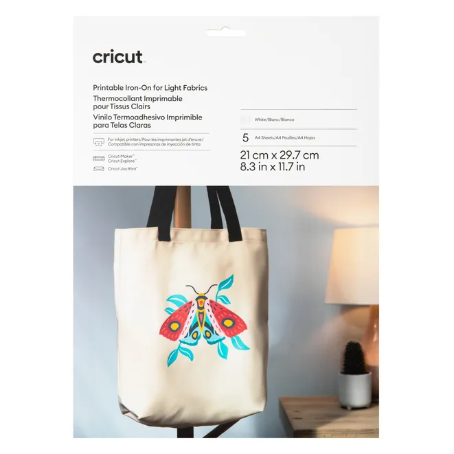 Cricut Joy Xtra Printable Iron-on Light Fabric A4, 5-pack