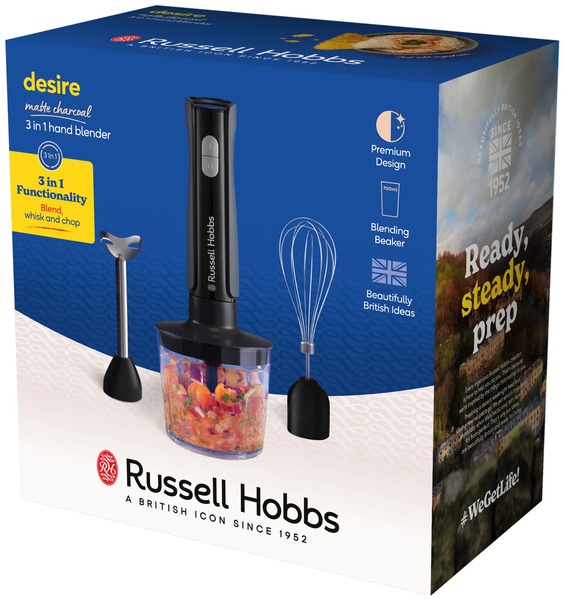 Russell Hobbs Desire 27141-56 500W 0.6L Hand Blender Kit, Matte Charcoal