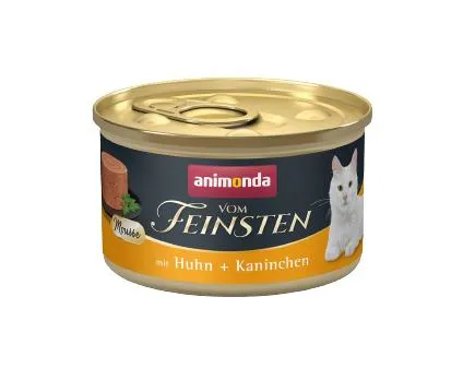 Animonda Vom Feinsten Adult Mousse Chicken & Rabbit, V&aring;tfoder f&ouml;r katt, Spannm&aring;lsfritt, 85 g