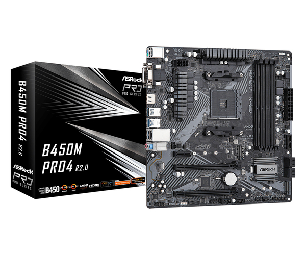 ASRock B450M Pro4 R2.0 mATX-emolevy