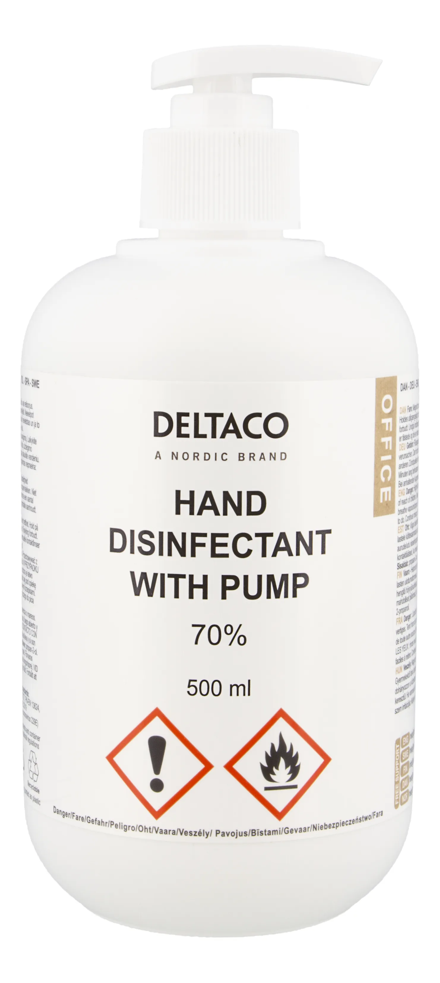 DELTACO Office Hand disinfectant liquid 500ml with pump