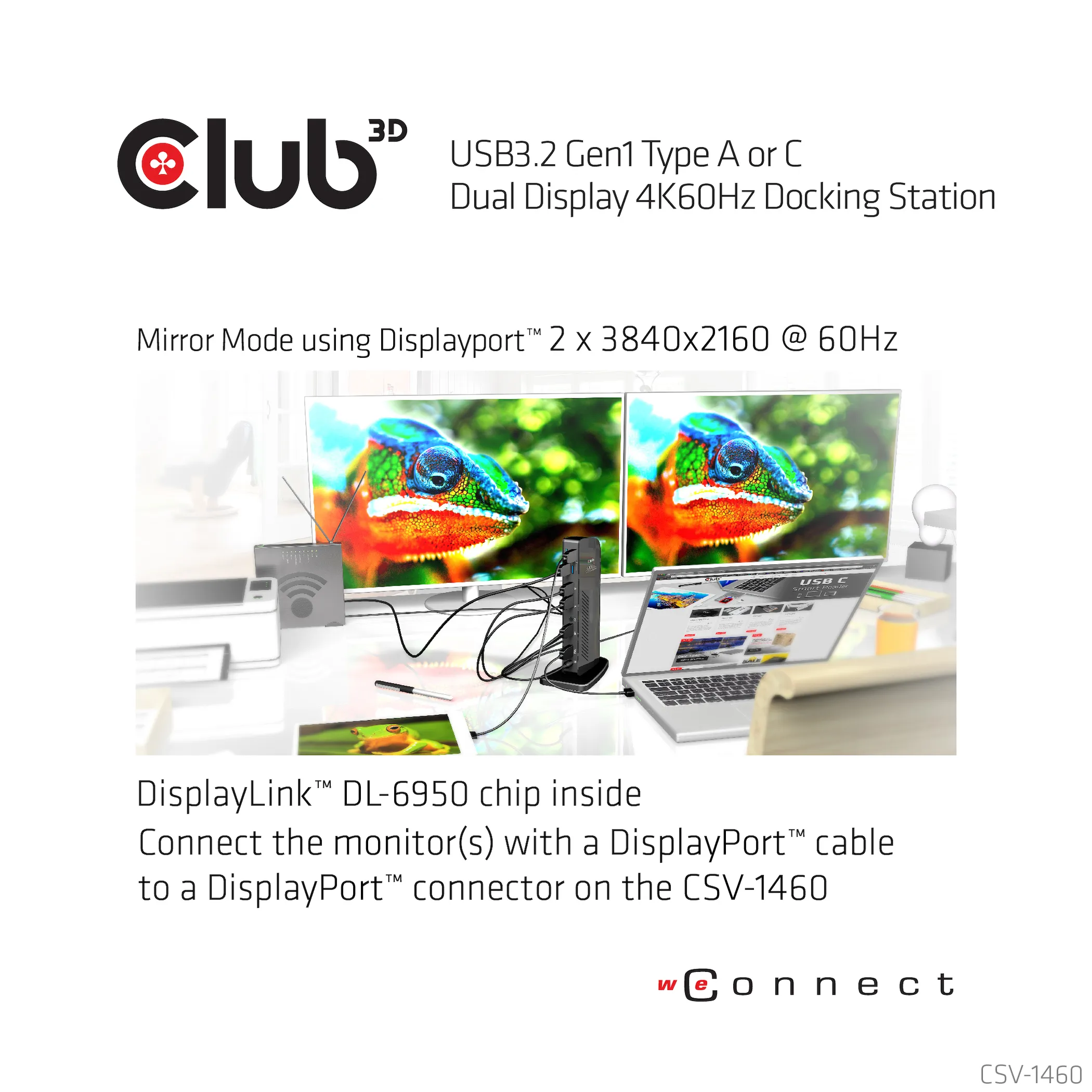 Club 3D SenseVision 3.2 Gen1 USB-A+C 11-in-1 - dock, Black