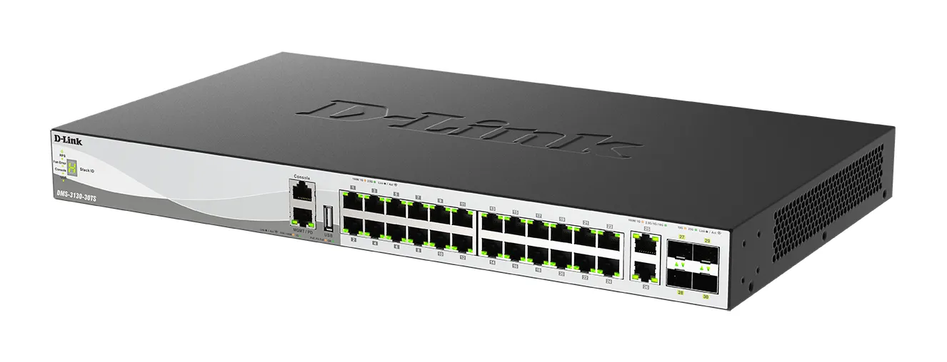 D-Link DMS-3130-30TS/E - Hanterad Layer 3-switch, Svart